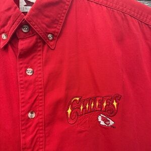 PROELITE Kansas City Chiefs Shirt Men’s L Button Up Red Denim Vintage 90s